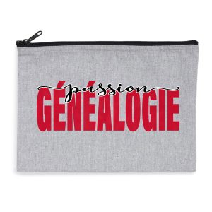 Pochette zippée recyclée - « passion généalogie »