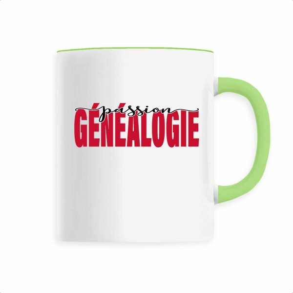 Mug céramique anse couleur - « passion généalogie »