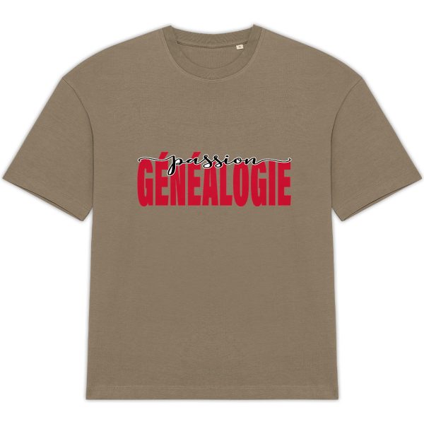 T-shirt Unisexe Oversize coton biologique - « Passion Généalogie »