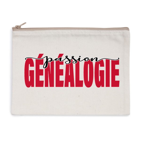 Pochette zippée recyclée - « passion généalogie »