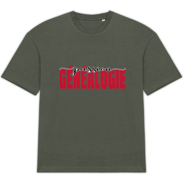 T-shirt Unisexe Oversize coton biologique - « Passion Généalogie »