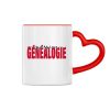 Mug à anse en forme de coeur - « Passion généalogie »