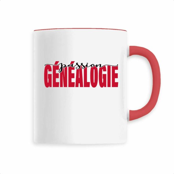 Mug céramique anse couleur - « passion généalogie »