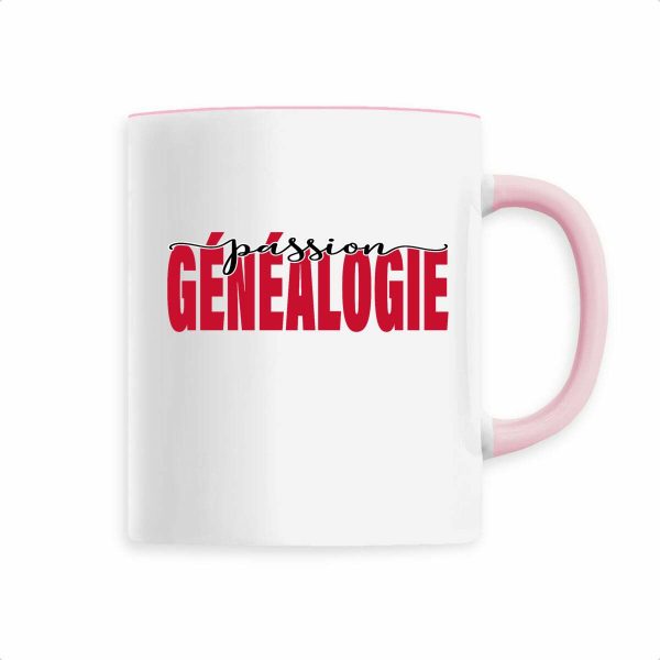 Mug céramique anse couleur - « passion généalogie »