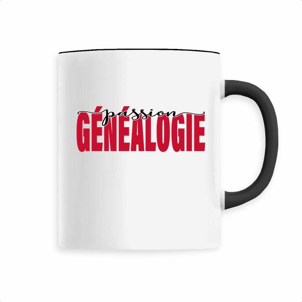 Mug céramique anse couleur - « passion généalogie »