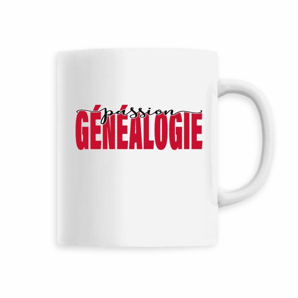 Mug céramique anse couleur - « passion généalogie »