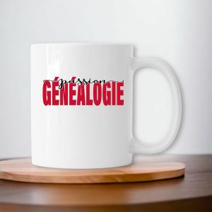 Mug céramique anse couleur - « passion généalogie »