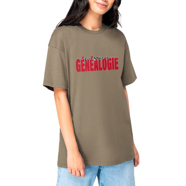 T-shirt Unisexe Oversize coton biologique - « Passion Généalogie »